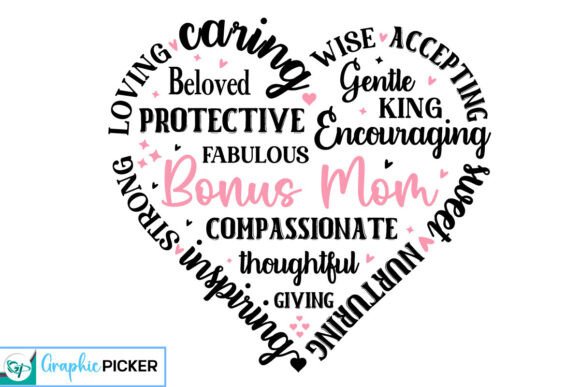 Bonus Mom Heart Shape SVG, Mother s Day