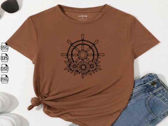 Flower Ship Wheel SVG Design: Stitching with Purpose