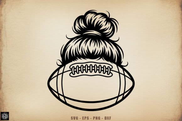 Football Lover Mom Hair Messy Bun SVG: Embroidery Test