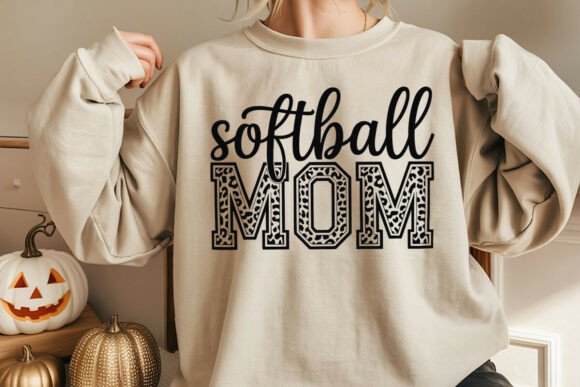 Softball Mom Leopard Print Svg Png